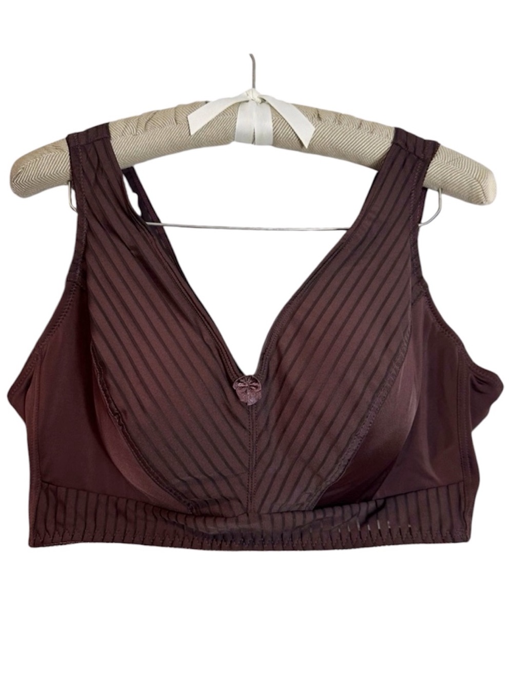 Rhonda Shear Padded Comfort Stretch Striped Pin Up Bra Brown